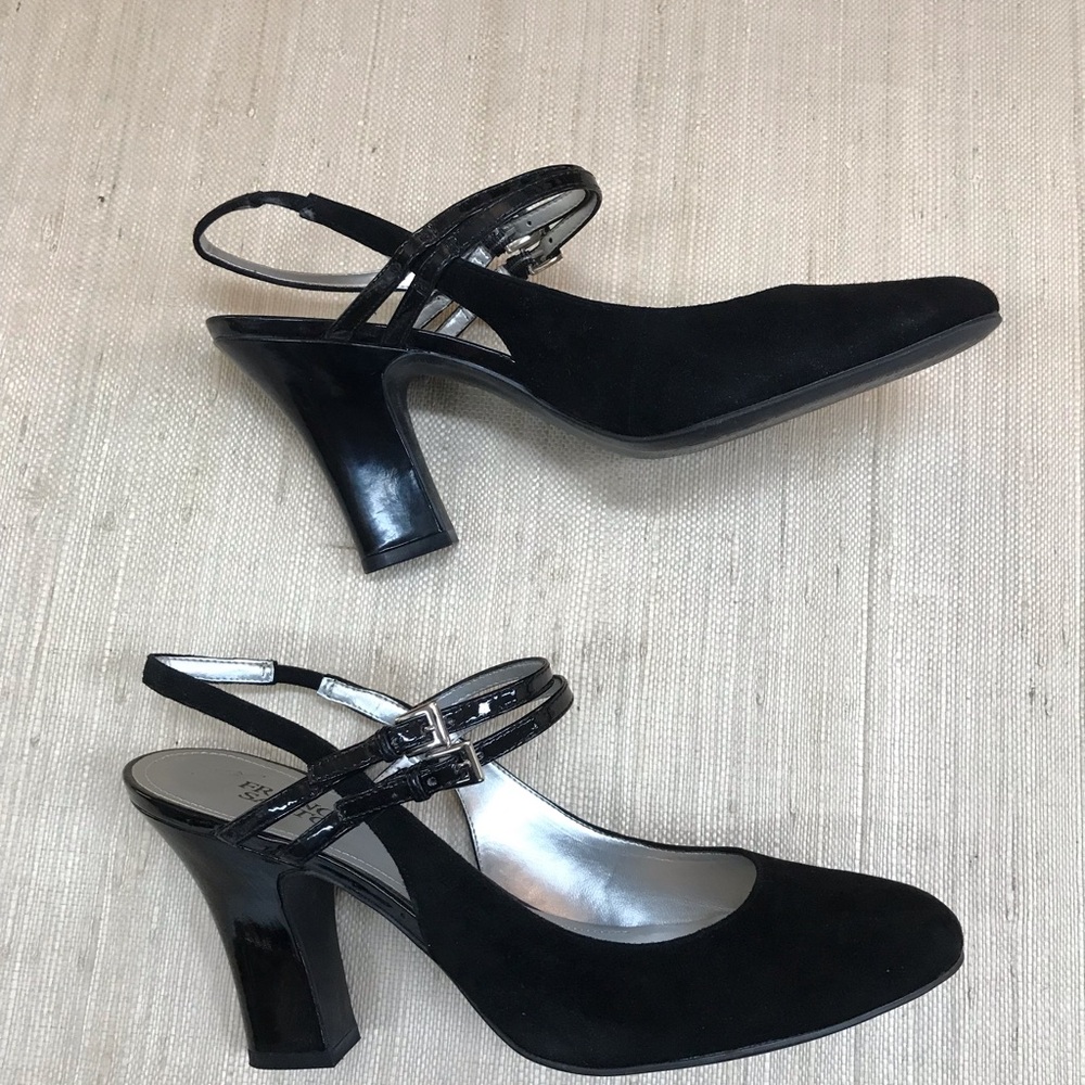Black Suede Slingback Heels - Elegant Women's Dress Shoes